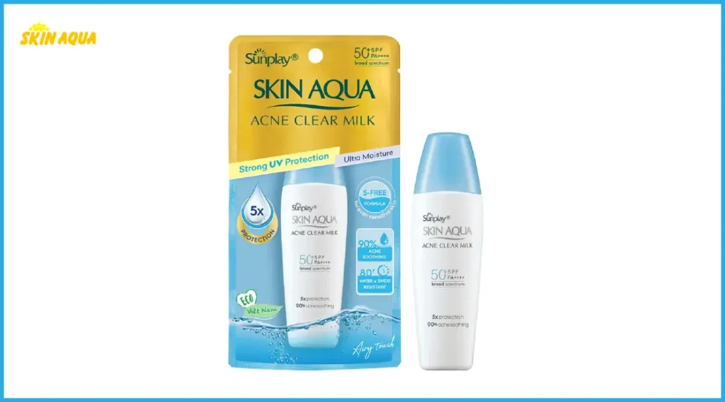 Đánh giá kem chống nắng Skin Aqua chất lượng ra sao? Có bao nhiêu loại? 10 Skin Aqua Acne Clear Milk 25g