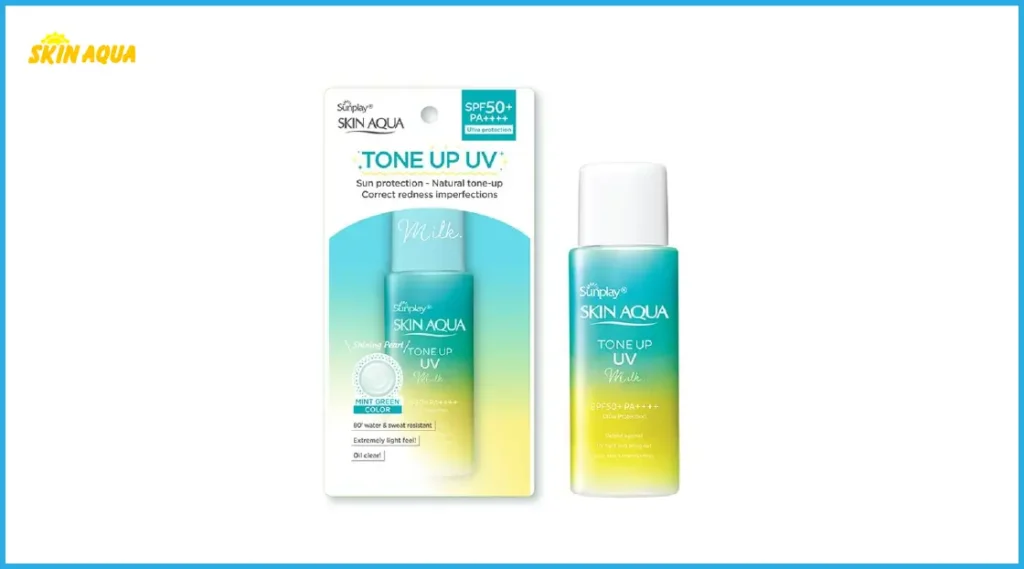 Đánh giá kem chống nắng Skin Aqua chất lượng ra sao? Có bao nhiêu loại? 8 Skin Aqua Tone Up UV Milk Mint Green 50g - Trắng hồng tự nhiên