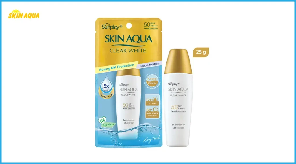 Đánh giá kem chống nắng Skin Aqua chất lượng ra sao? Có bao nhiêu loại? 9 Sunplay Skin Aqua Clear White SPF50+/PA++++ 25g